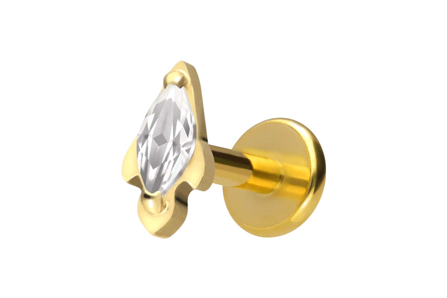 Titan Labret Piercing mit Innengewinde KRISTALLRAKETE